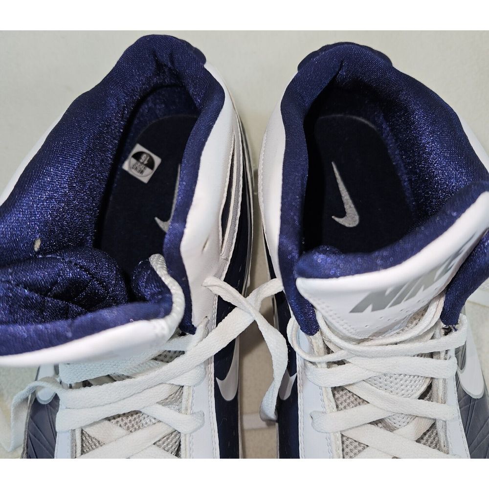 Nike White and Navy High-Top Athletic Basketball Shoes - Picture 10 of 10